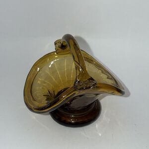Amber Glass Basket w/ Ruffled Edge 3 X 2.5